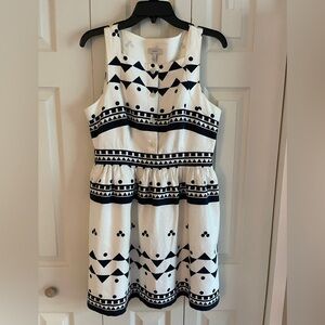J. Crew geometric print linen blend dress